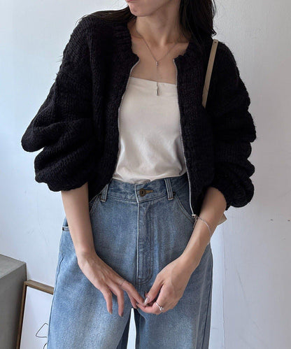 【LE'MAGE×gemeil聯名】粗紡拉鍊開衫