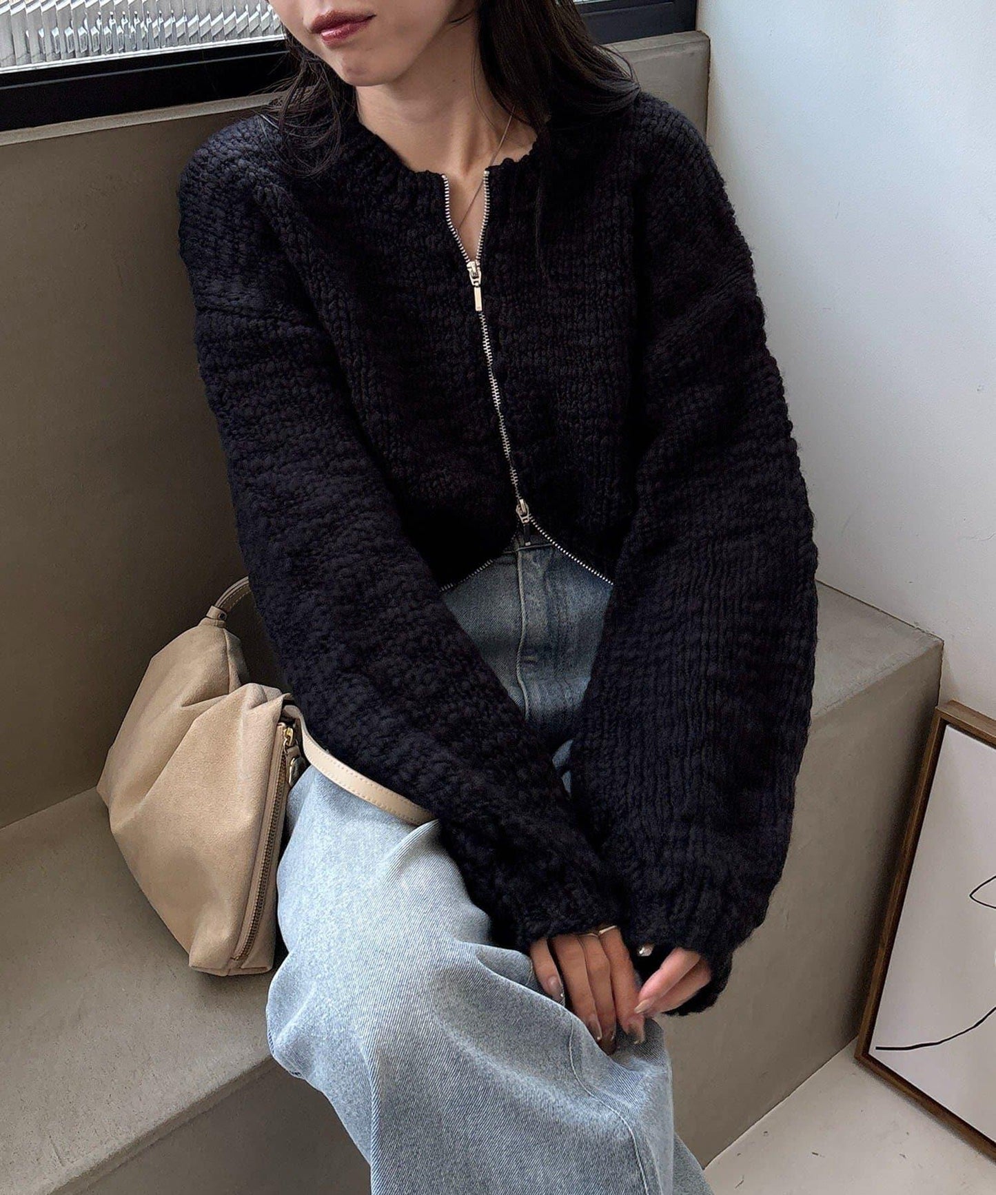 【LE'MAGE×gemeil聯名】粗紡拉鍊開衫