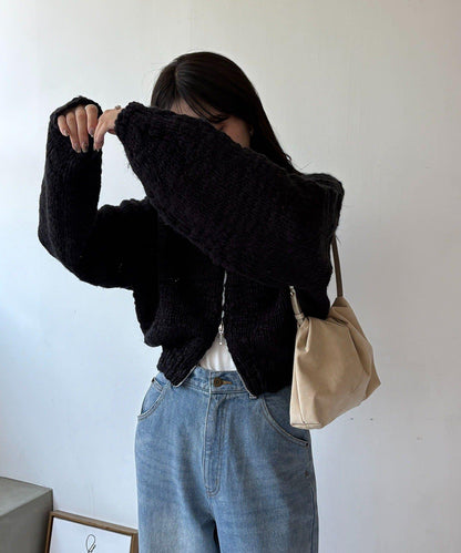 【LE'MAGE×gemeil聯名】粗紡拉鍊開衫