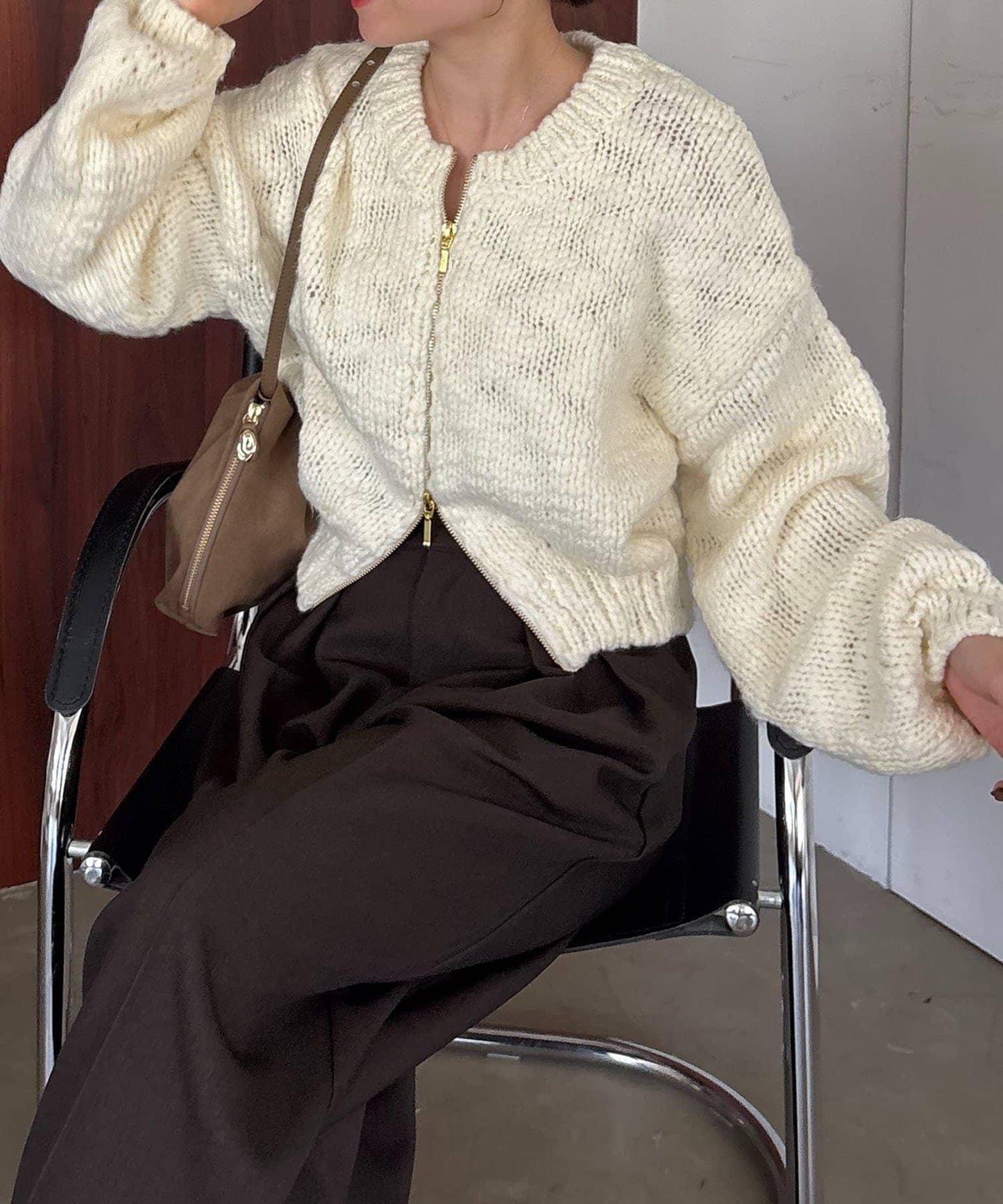 【LE'MAGE×gemeil聯名】粗紡拉鍊開衫