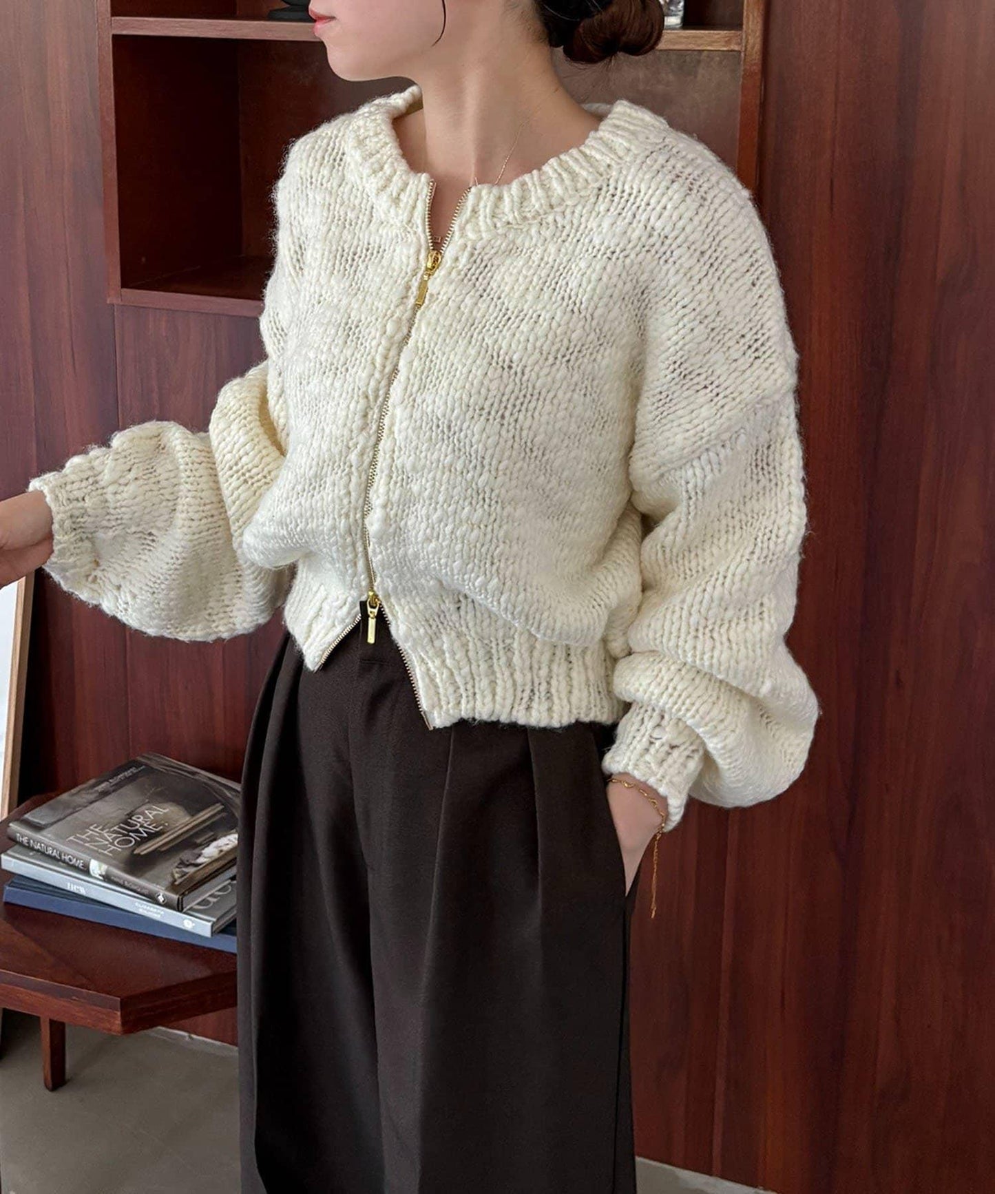 【LE'MAGE×gemeil聯名】粗紡拉鍊開衫