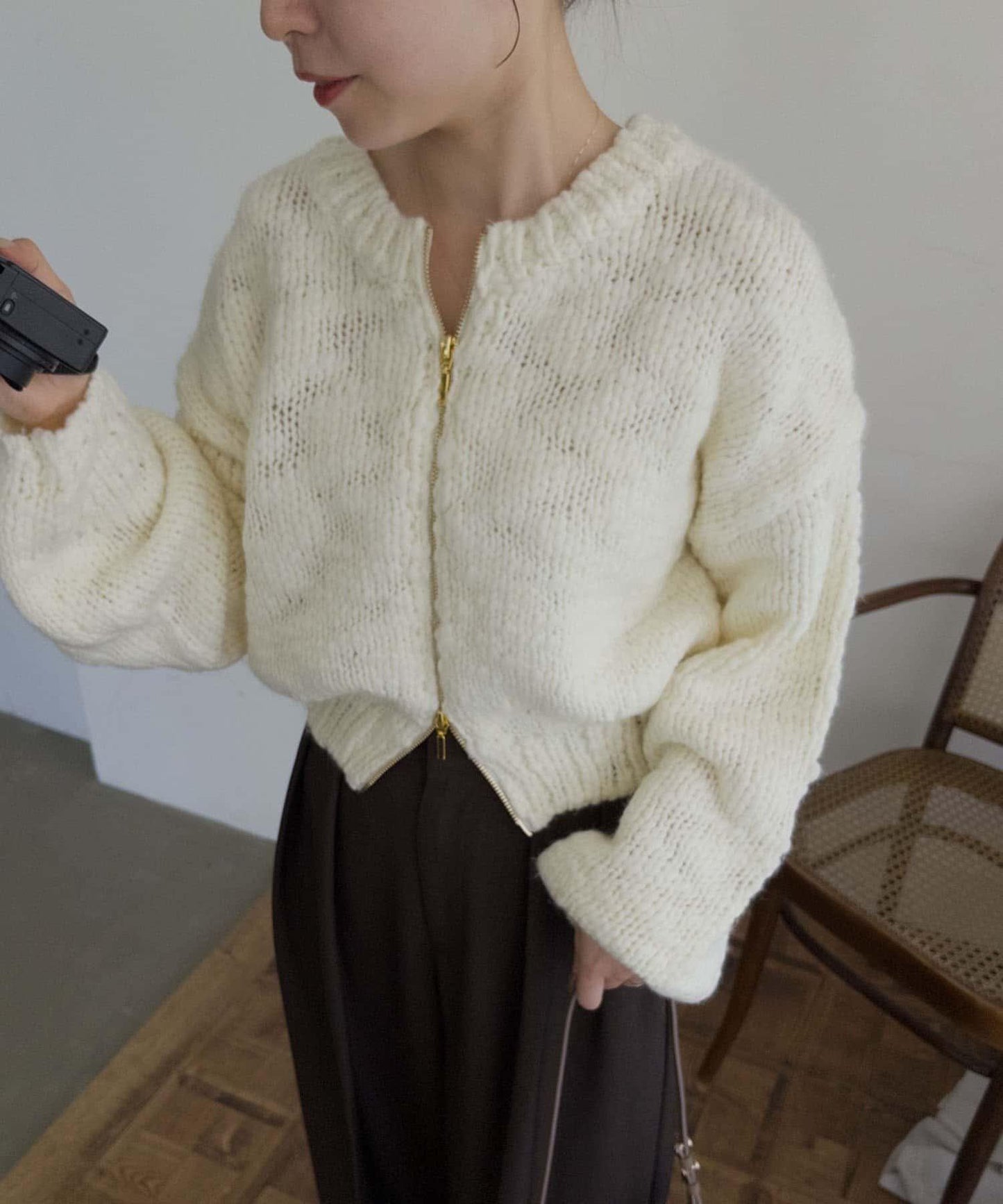 【LE'MAGE×gemeil聯名】粗紡拉鍊開衫