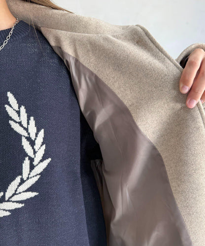 帶披肩輕質密爾登中長大衣