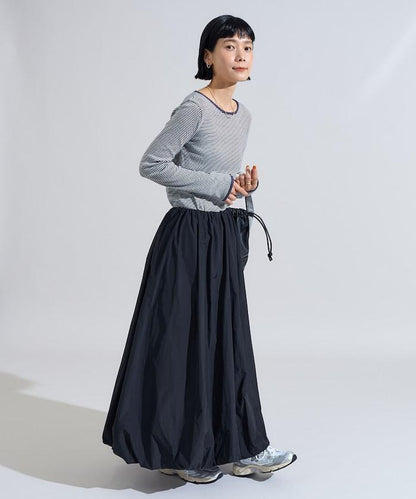 貝殼褶皺羅紋條紋長袖T恤