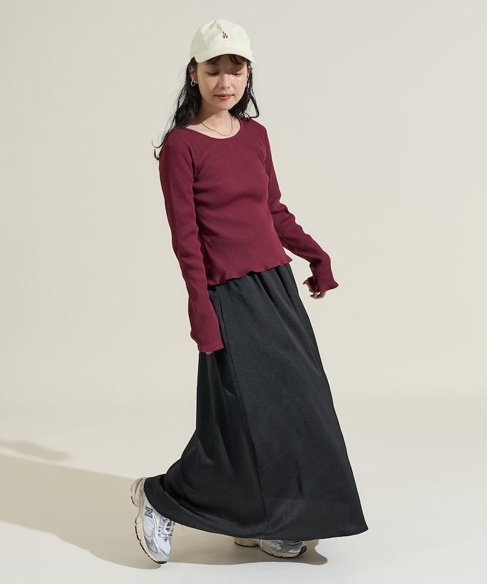 緞面休閒喇叭裙<套裝可搭配>