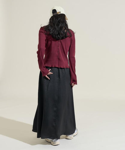 緞面休閒喇叭裙<套裝可搭配>