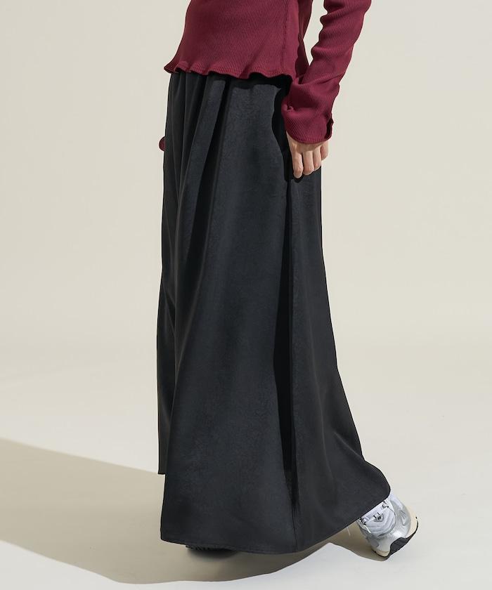 緞面休閒喇叭裙<套裝可搭配>