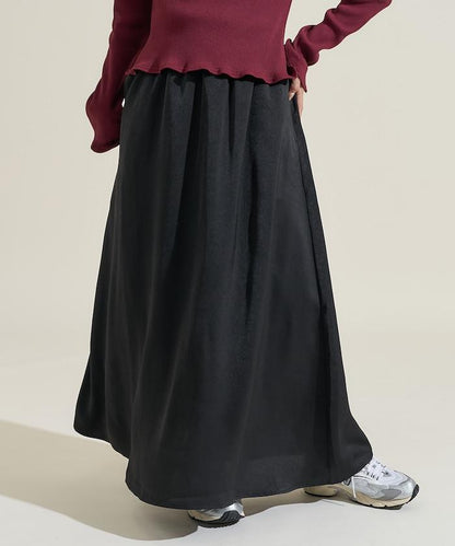 緞面休閒喇叭裙<套裝可搭配>