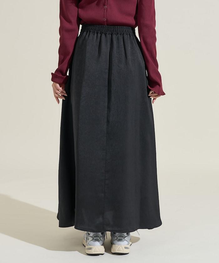 緞面休閒喇叭裙<套裝可搭配>