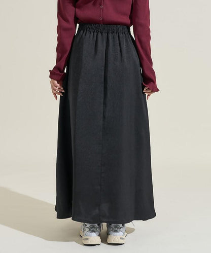 緞面休閒喇叭裙<套裝可搭配>