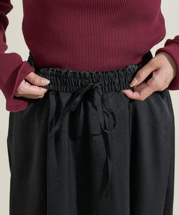 緞面休閒喇叭裙<套裝可搭配>