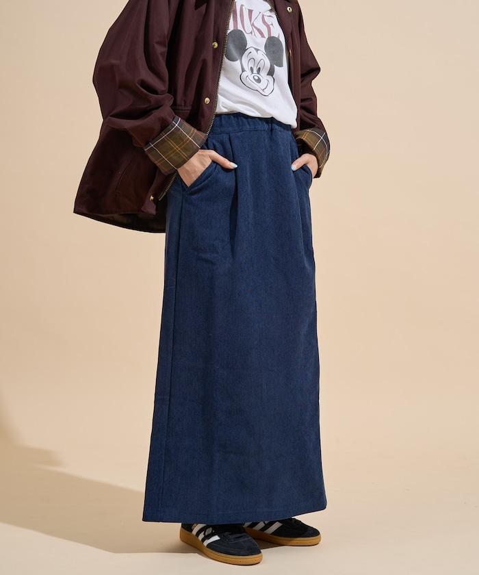 平紋燈芯絨半身裙/燈芯絨長款半身裙