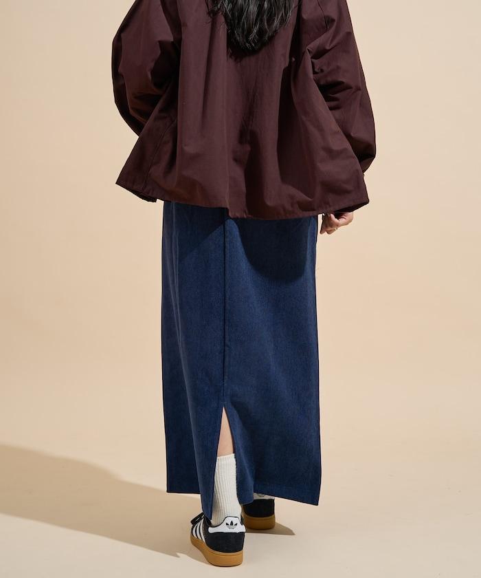 平紋燈芯絨半身裙/燈芯絨長款半身裙