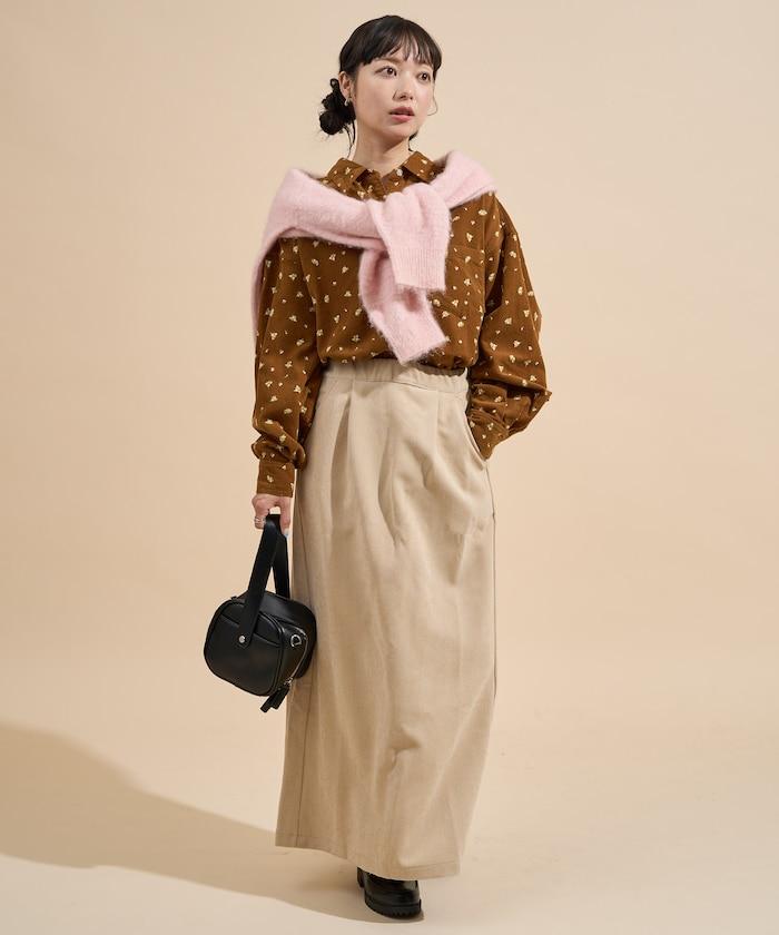 平紋燈芯絨半身裙/燈芯絨長款半身裙