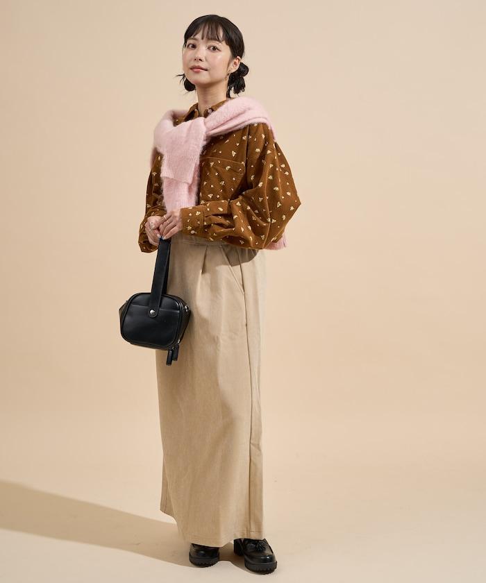 平紋燈芯絨半身裙/燈芯絨長款半身裙