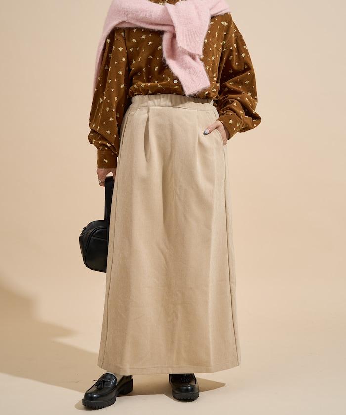 平紋燈芯絨半身裙/燈芯絨長款半身裙