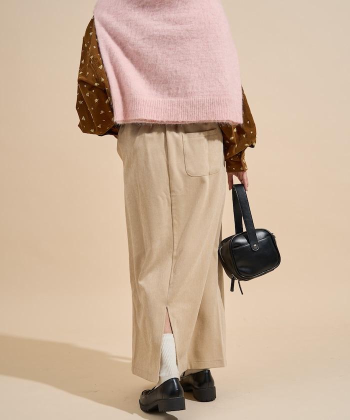 平紋燈芯絨半身裙/燈芯絨長款半身裙