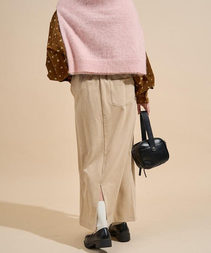 平紋燈芯絨半身裙/燈芯絨長款半身裙