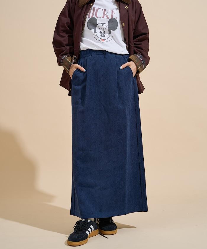 平紋燈芯絨半身裙/燈芯絨長款半身裙