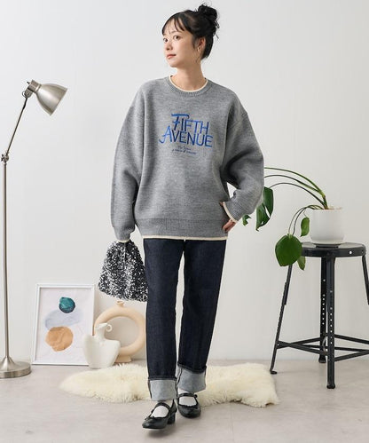 拼色logo刺繡針織衫