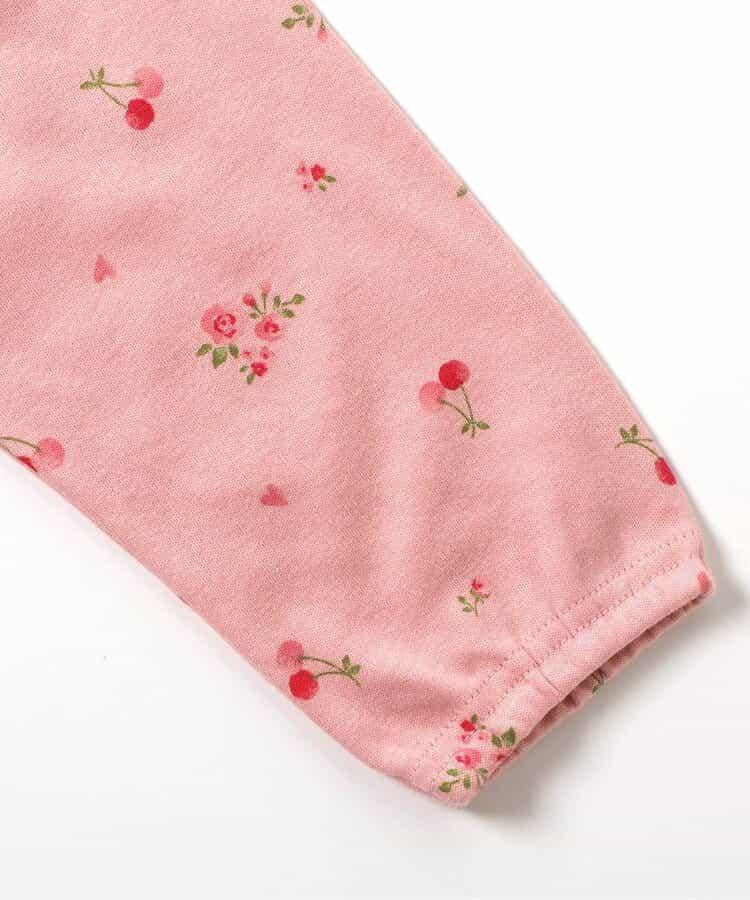 櫻桃花朵圖案前開扣順滑睡衣