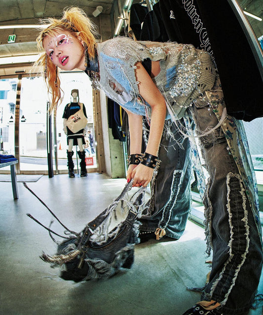 rurumu:/ルルムウ/【LHP限定】抽繩“黑色”牛仔褲