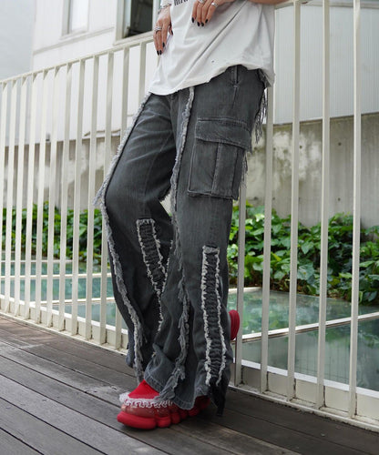rurumu:/ルルムウ/【LHP限定】抽繩“黑色”牛仔褲