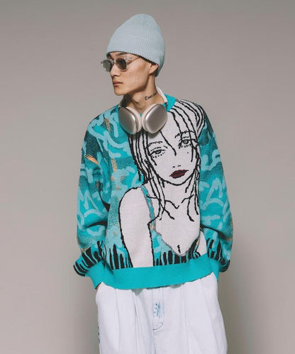 8bit（FREAK'S STORE×青坊主×板場萌）圓領針織衫