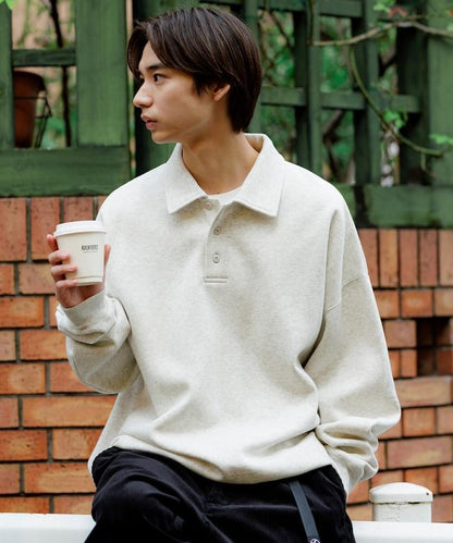 リラックスフィット スピンドル ポロカラー スウェット / ヘムコード 【限定展開】