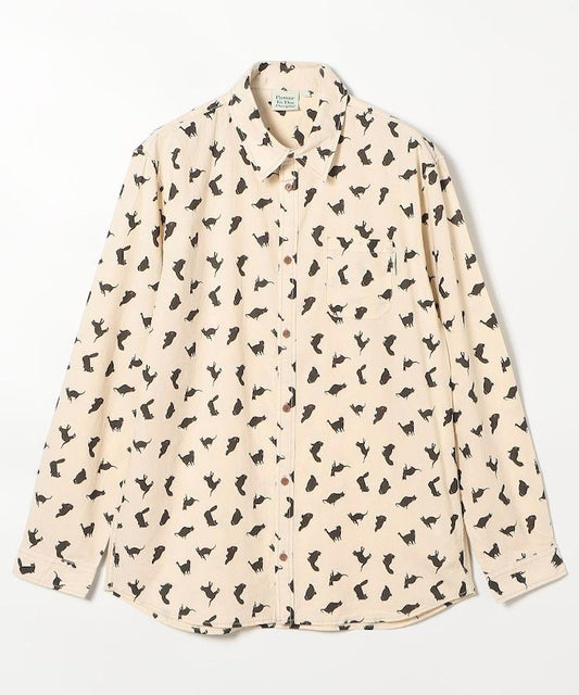 動物圖案常規領長袖襯衫