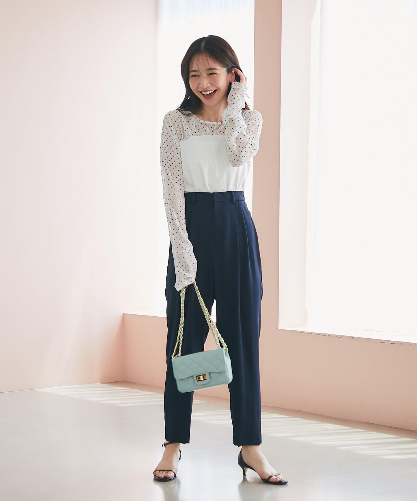 【La boutique BonBon】吊帶背心風格雪紡波點T恤