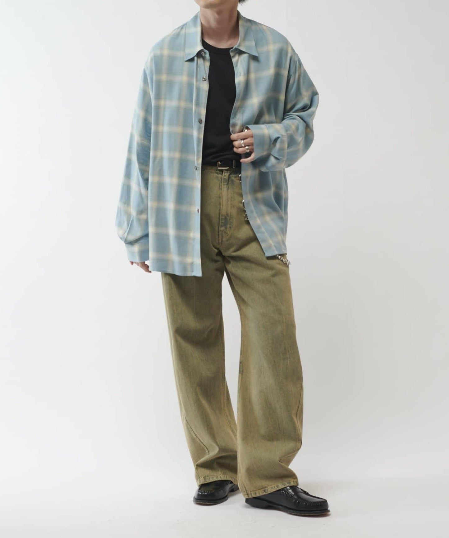 人造絲漸變色寬鬆襯衫