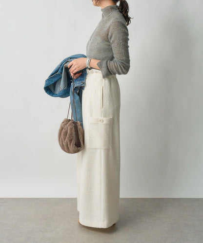 【打造時尚造型】剪裁粗花呢寬腿褲