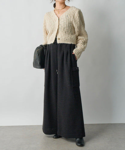 【打造時尚造型】剪裁粗花呢寬腿褲