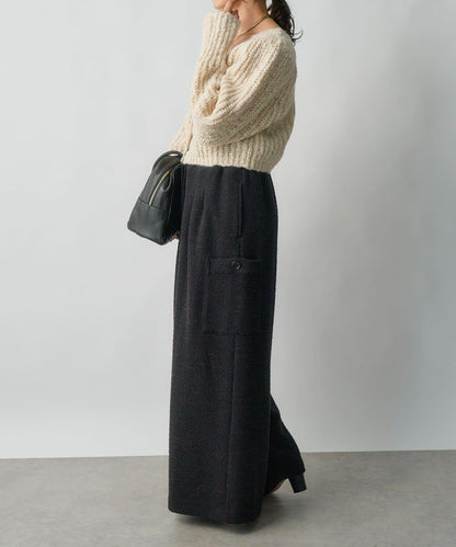 【打造時尚造型】剪裁粗花呢寬腿褲