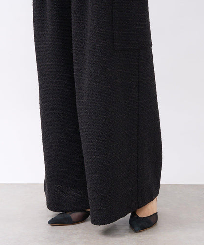 【打造時尚造型】剪裁粗花呢寬腿褲