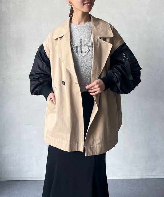 MA-1袖可兩穿中長外套