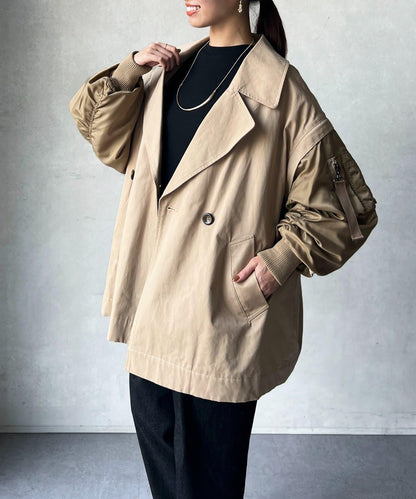 MA-1袖可兩穿中長外套