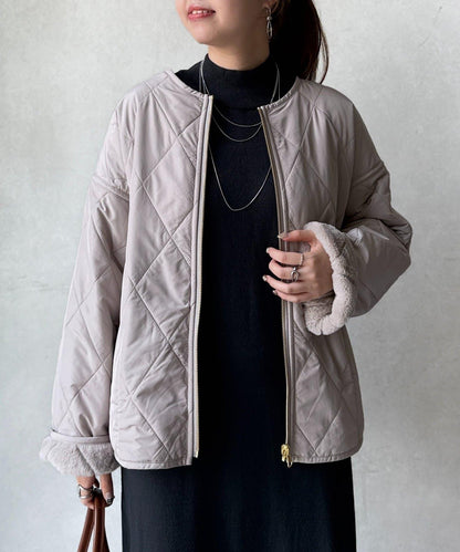 仿皮草拼接絎縫可雙面穿夾克