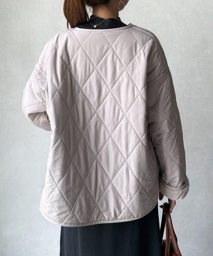 仿皮草拼接絎縫可雙面穿夾克