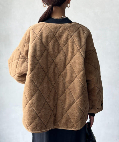 仿皮草拼接絎縫可雙面穿夾克