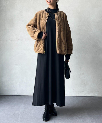 仿皮草拼接絎縫可雙面穿夾克