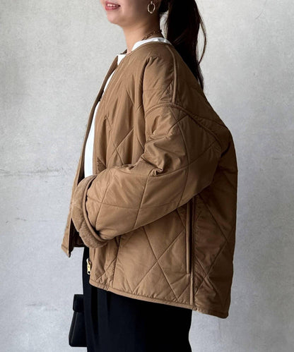 仿皮草拼接絎縫可雙面穿夾克