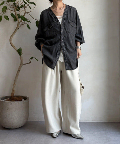 牛仔VV襯衫