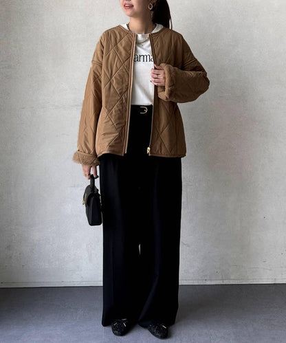 仿皮草拼接絎縫可雙面穿夾克