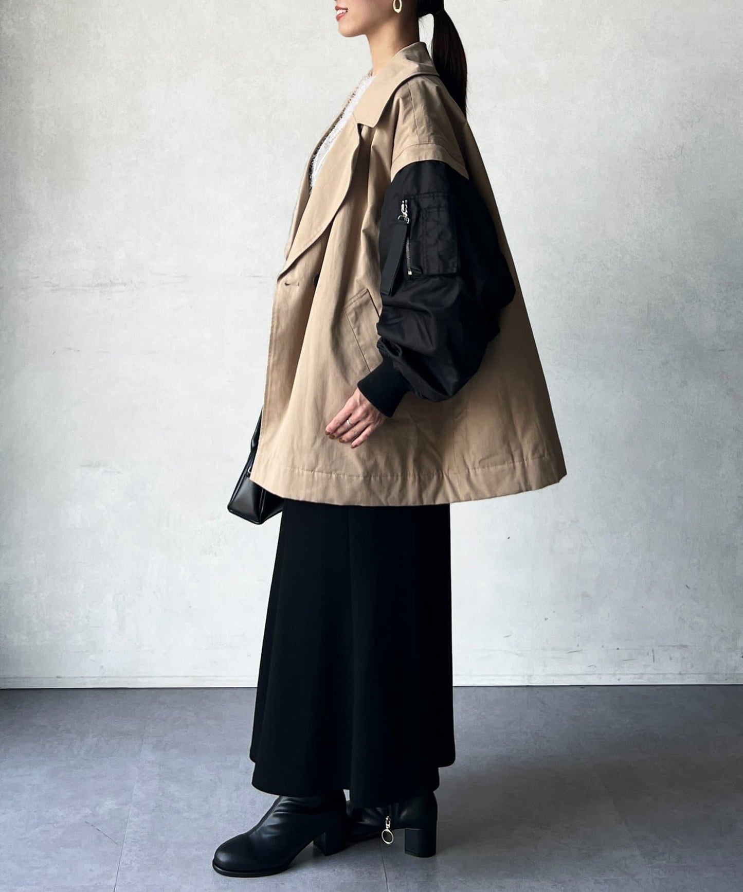 MA-1袖可兩穿中長外套
