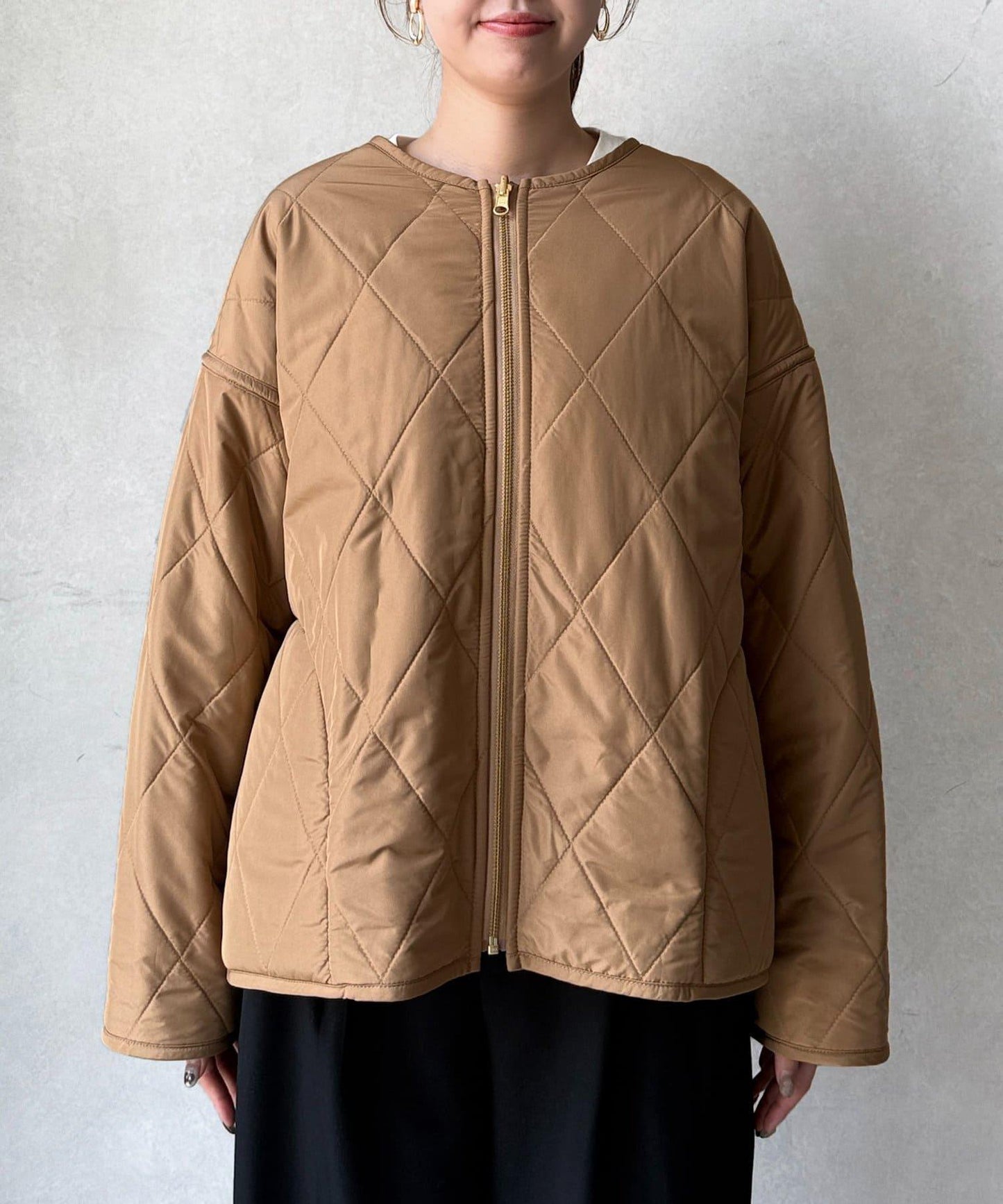 仿皮草拼接絎縫可雙面穿夾克