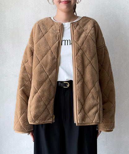 仿皮草拼接絎縫可雙面穿夾克