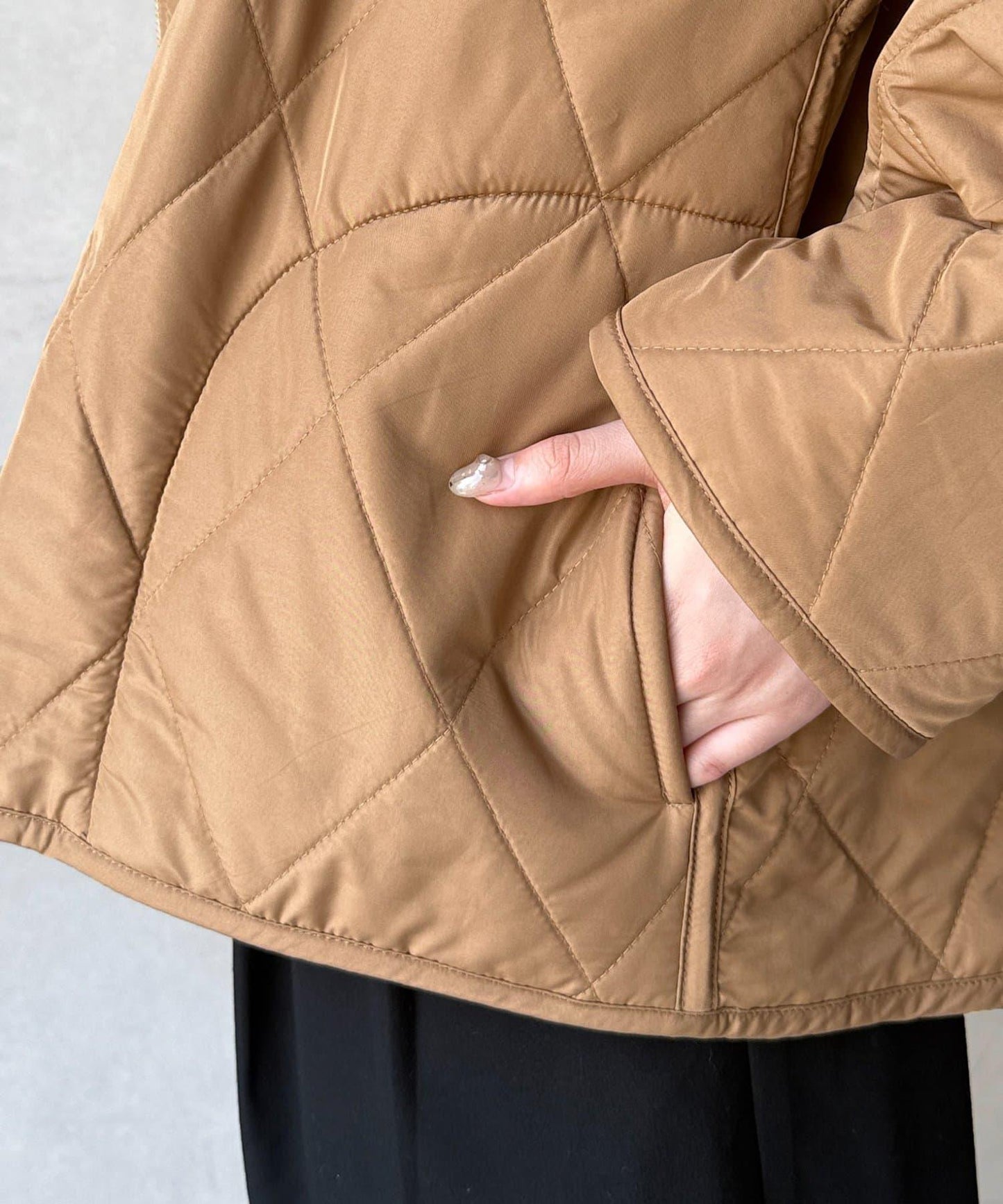 仿皮草拼接絎縫可雙面穿夾克