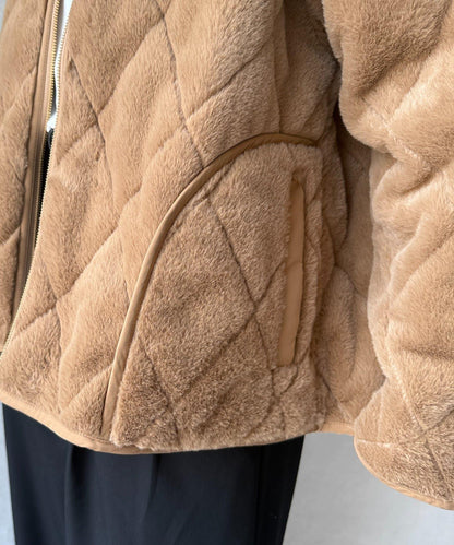 仿皮草拼接絎縫可雙面穿夾克